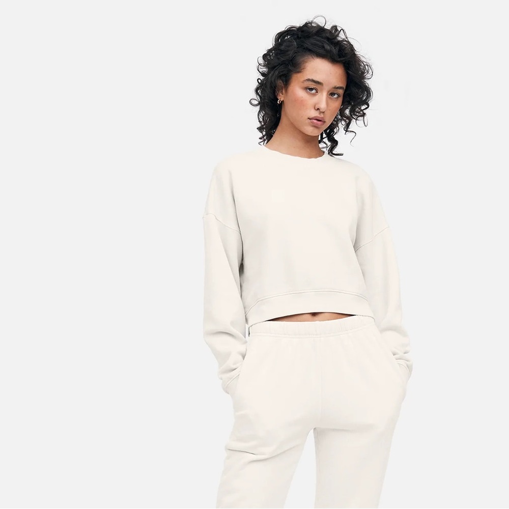 NWT MATE the Label Fleece Crop Sweatshirt Small Bone